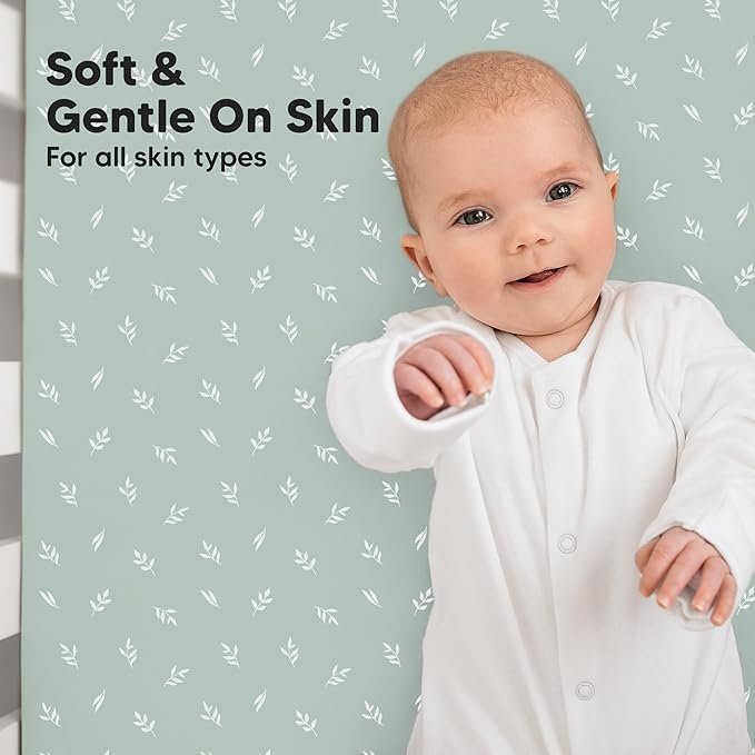 KeaBabies 2-Pack Baby Crib Sheets for Boys, Girls - 52x28 Viscose Derived from Bamboo Toddler Bed Sheets Neutral, Fitted Crib Mattress Cover for Standard Baby Bedding, Soft & Cozy (Prairie)