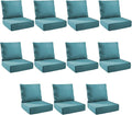 Outdoor Cushion Set for Furniture Patio Furniture, UV Resistant, Water Resistant - 6 Inch Thick Foam Garden Cushions – 22x24 Inch Patio Seat Covers for Chair/Sofa/Couch | Peacock Green | 11-Pack |