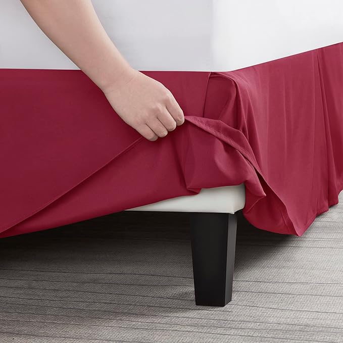 Nestl Red Heaven Bed Skirt King Size - King Bed Skirt 14 Inch Drop - Brushed Microfiber Bed Skirts - Hotel Quality Pleated Bed Skirt - Shrinkage & Fade Resistant