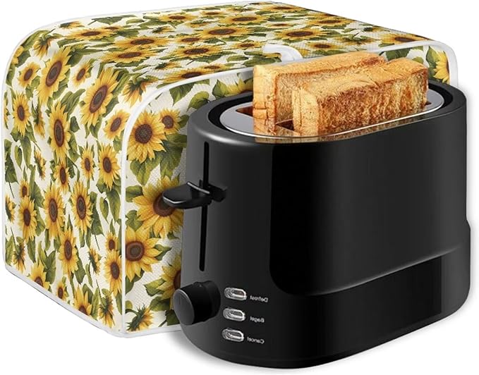 ZFRXIGN Sunflower Toaster Covers 4 Slice Toaster Cover for Home Kitchen Decor Accessories Toaster Oven Cover Washable Small Appliance Covers with Top Handle Yellow