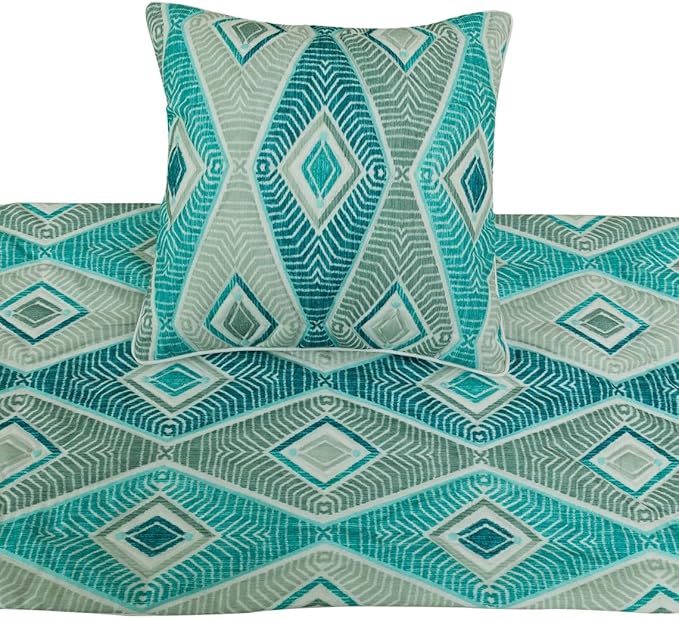 The HomeCentric King/Queen/Twin Blue, Ivory & Grey Decorative Twin 53"x18" Bed Runner with Pillow Cover, Quilted & Printed Bed Scarf on Cotton Fabric - Tallulah