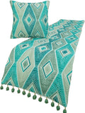 The HomeCentric King/Queen/Twin Blue, Ivory & Grey Decorative Twin 53"x18" Bed Runner with 2 Pillow Cover, Quilted & Printed Bed Scarf on Cotton Fabric - Tallulah