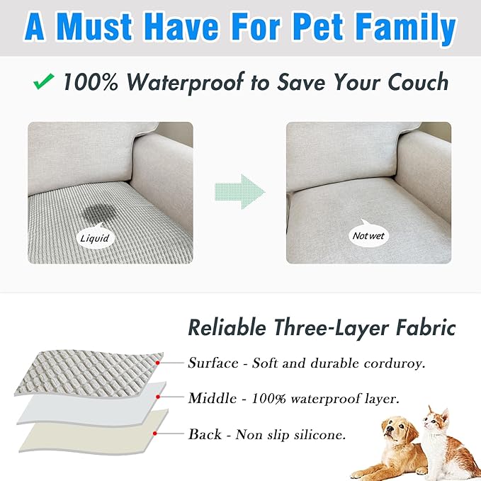 Couch Arm Covers, Sofa Arm Covers, Waterproof Armrest Cover for Sofa, Armchair, Loveseat, Headrest Cover, Non-Slip Recliner Arm Cover, Arm Chair Covers Set of 2 (Light Gray, 19"×19")