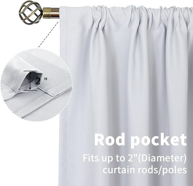 BGment Short Kitchen Window Curtains 36 Inch Length - Rod Pocket Thermal Insulated Drapes Privacy for Cafe Rv Bathroom Window, Greyish White, 2 Panels, 42 x 36 Inch