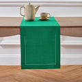 Solino Home Linen Emerald Green Hemstitch Table Runner 60 Inches - 100% Pure Linen Small Table Runner 14 x 60 Inch Ideal for Dresser and Coffee Tables - Classic Hemstitch - Christmas, New Year