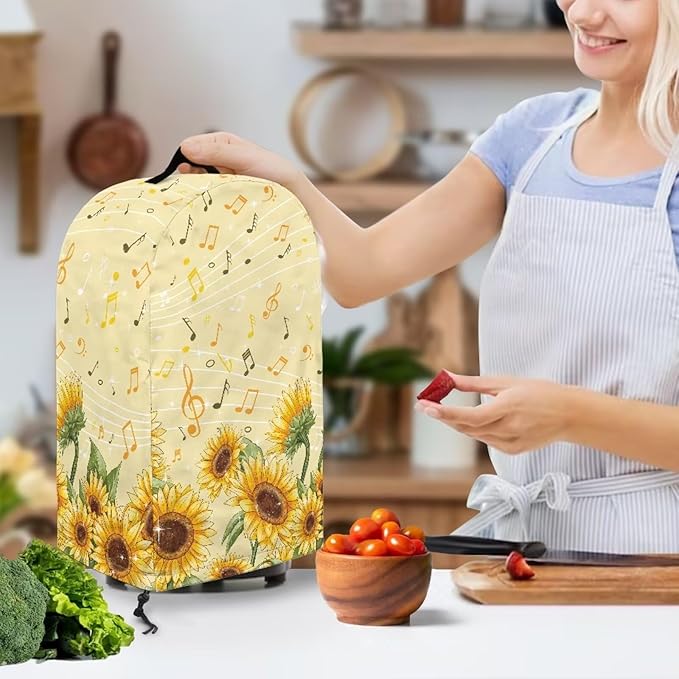 Blender Covers Kitchen Appliance Dust Cover Music Notes Sunflower Blender Protector Food Processor Protection Washable Coffee Maker for Kitchen Counter