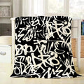 Mugod Black White Pattern Throw Blanket Graffiti Seamless Pattern with Abstract Tags Letters Decorative Soft Warm Cozy Flannel Plush Throws Blankets for Baby Toddler Dog Cat 30 X 40 Inch