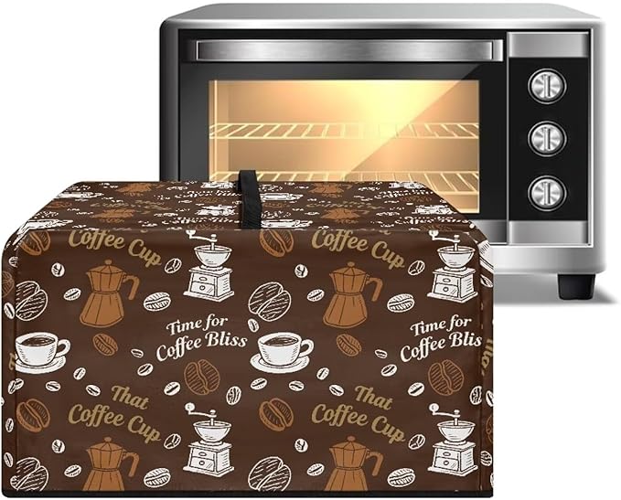 Microwave Oven Dust Cover, Coffee Heat-Resistant Waterproof Polyester Fabric Protection for Toaster Oven Air Fryer Dust Cover for Microwaves Ovens Machine Washable