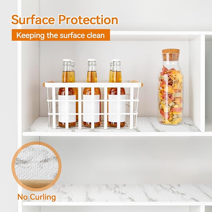 Shelf and Drawer Liner for Kitchen Cabinets Non-Adhesive, Strong Grip Non-Slip Thickened Cabinet Liners for Shelves, Waterproof Mats for Dresser Cupboard, White, 12 in x 30 Feet