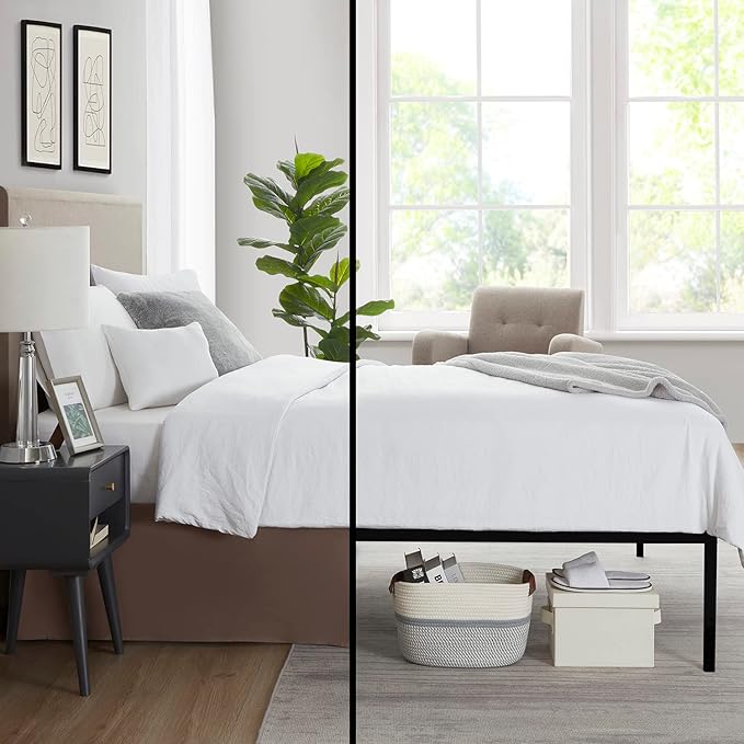 Nestl Dark Brown Twin Bed Skirt - Twin Size Bed Skirt 14 Inch Drop - Brushed Microfiber Bed Skirts - Hotel Quality Pleated Bed Skirt - Shrinkage & Fade Resistant
