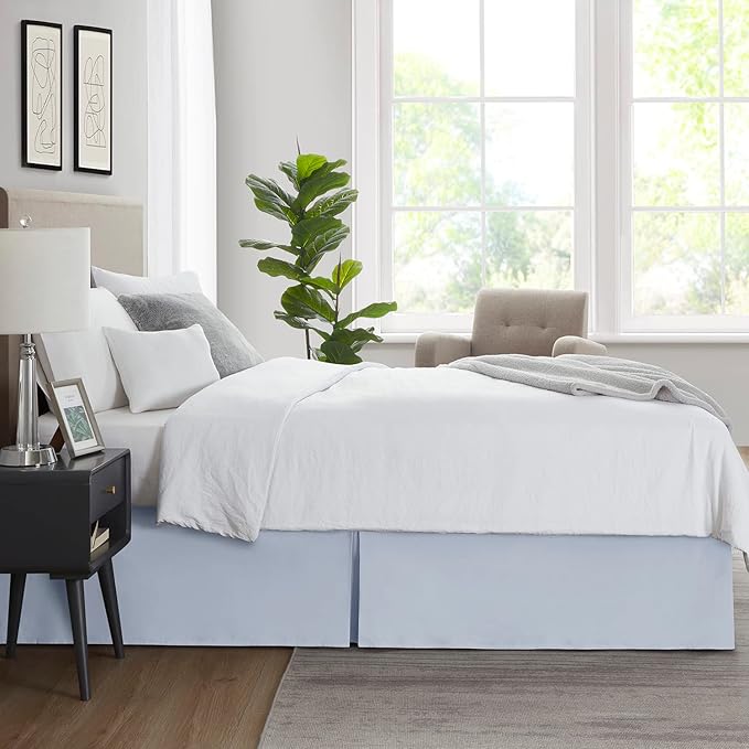 Nestl Ice Blue Twin XL Bed Skirt - Twin XL Size Bed Skirt 14 Inch Drop - Brushed Microfiber Bed Skirts - Hotel Quality Pleated Bed Skirt - Shrinkage & Fade Resistant