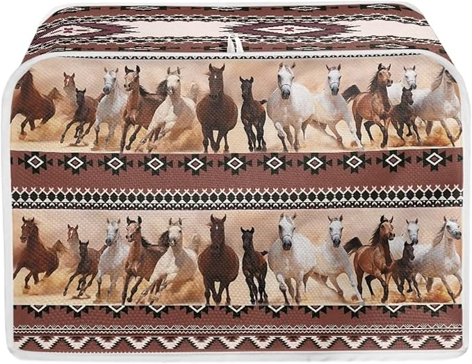 ZFRXIGN Boho Horse Toaster Cover 2 Slice Toaster Dust Cover Small Appliance Covers Toaster Oven Cover Dust Cover Kitchen Decorative Protector for Women Gifts Tribal Aztec