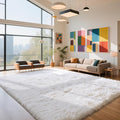 Fluffy Rug Shaggy Area Rug, White 9x12 Area Rugs for Living Room, Large Shag Area Rugs for Bedroom Kids Room Home Decor, Upgrade Anti-Skid Rectangular Fuzzy Rugs