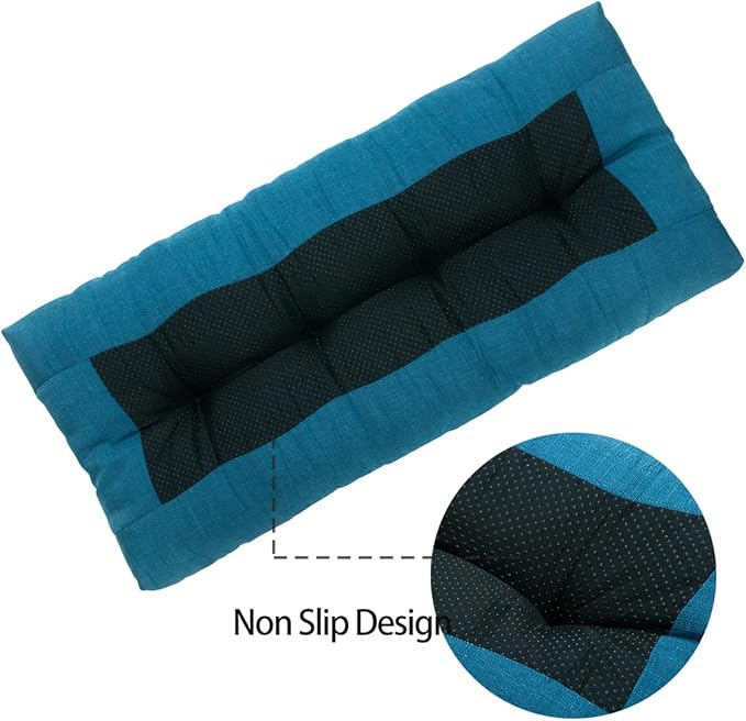 FUNHOME Outdoor Bench Cushion 42 x18 inch with Non-Slip Grips,Water Resistant Porch Swing Cushion,Bench Pillow Pads,Tufted Cushions for Patio Garden Furniture,42" Seat Cushions(Light Blue)