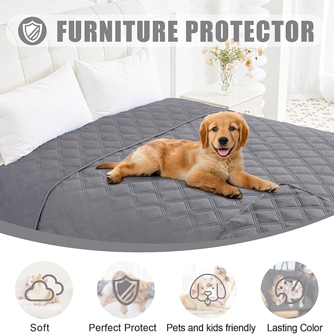 Smiry Waterproof Dog Bed Cover Blanket 40x50, Soft Reversible Pet Blanket, Washable Leakproof Cats Dogs Couch Cover for Sofa, Couch, Furniture, Lattice, Grey/Grey