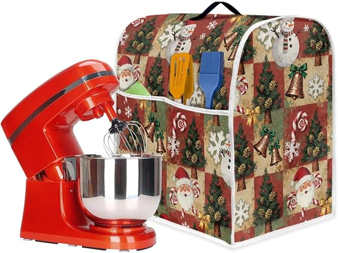 Christmas Stand Mixer Cover 6-8Qt Retro Mixer Cover Washable Anti-Stain Appliance Covers for Kitchen Counter Mixer Parts & Accessories Christmas Decor Gift for Friends