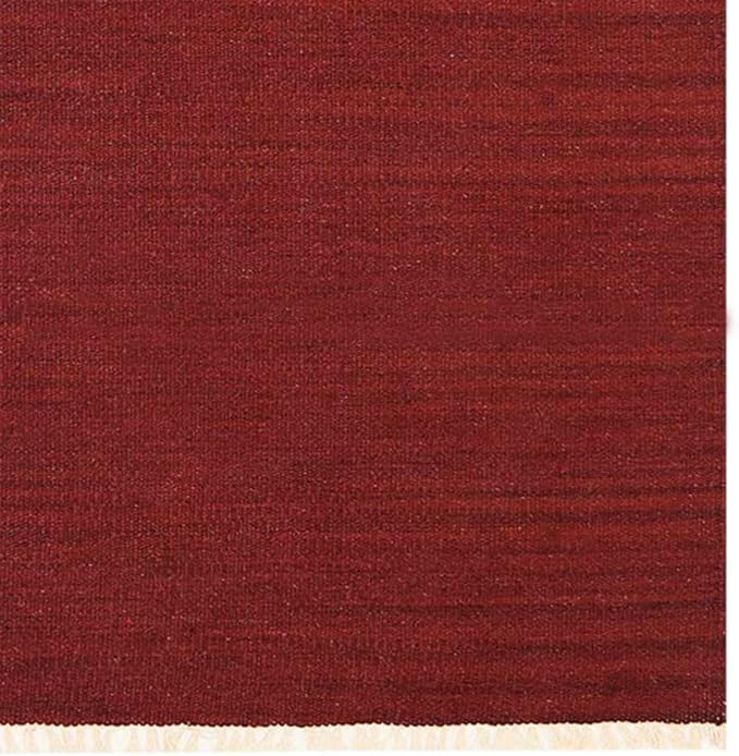 Rugsotic Carpets Hand Woven Flat Weave Kilim Wool ECO-Friendly Area Rugs - 2'6''x10', Runner Shape, Burgundy Color, Solid Plain Design, Low Pile Handmade Rugs for Living Room, Bed Room (D00111)