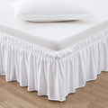MEILA Wrap Around Bed Skirt Three Fabric Sides Elastic Dust Ruffled 24 Inch Tailored Drop,Easy to Install Fade Resistant-White, Twin/Full