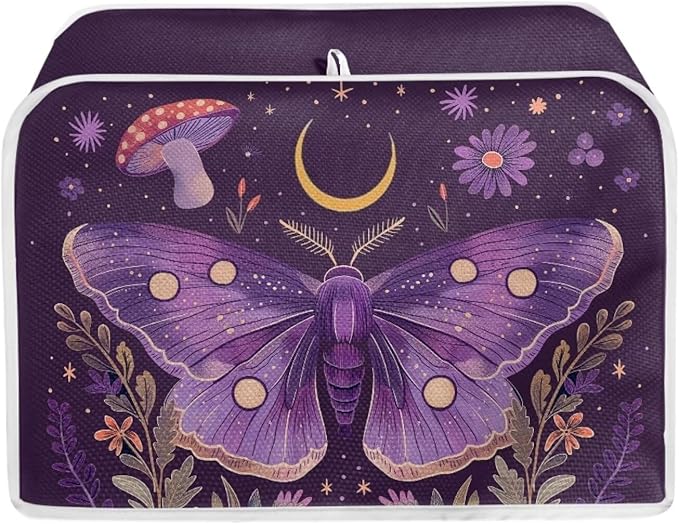 ZFRXIGN Butterfly Toaster Covers 2 Slice Wide Slot Dust Cover Case with Handle Bread Maker Cover Case Small Appliance Covers Toaster Bag Mushroom Moon Night Toaster Cover Purple