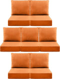 Luxury 6" Outdoor Cushions for Patio Furniture, 24x24x6" Thick Seat Cushion Set of 7, Fade Resistant Couch Chair Replacement Cushions High Density Deep Wicker Chair Cushion w/ Removable Cover, Orange