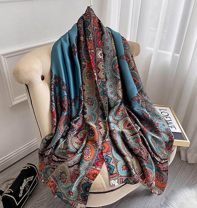 Fashion Scarves Scarf 100% Silk Feeling Scarf Silk Like Scarves Long Lightweight Sunscreen Shawls for Women