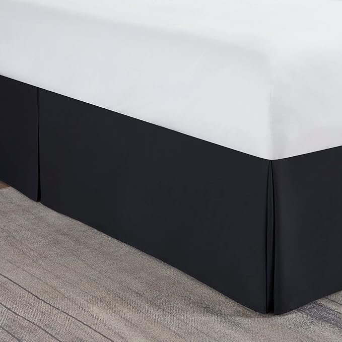 Nestl Black Bed Skirt Queen Size - Queen Bed Skirt 14 Inch Drop - Brushed Microfiber Bed Skirts - Hotel Quality Pleated Bed Skirt - Shrinkage & Fade Resistant