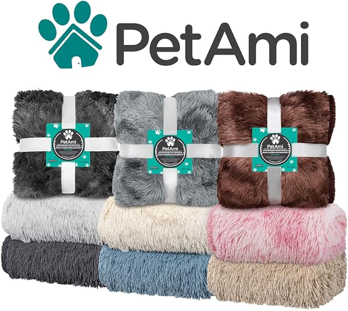 PetAmi Waterproof Dog Blanket for Medium Large Dogs, Calming Fleece Cat Blanket, Couch Protector Washable Sherpa Faux Fur Pet Throw for Puppy, Soft Reversible Leakproof 40x60 Cream Beige