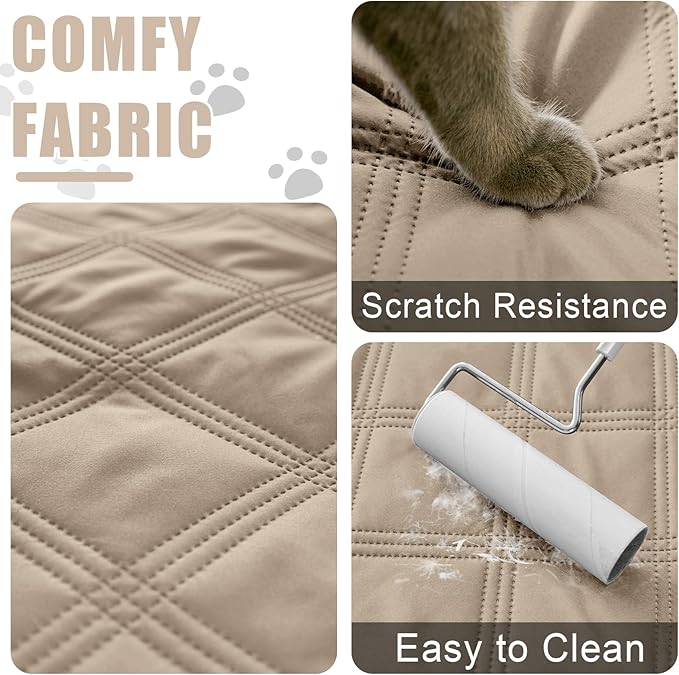 Smiry Waterproof Dog Bed Cover Blanket 52x82, Soft Reversible Pet Blanket, Washable Leakproof Cats Dogs Couch Cover for Sofa, Couch, Furniture, Lattice, Taupe/Beige