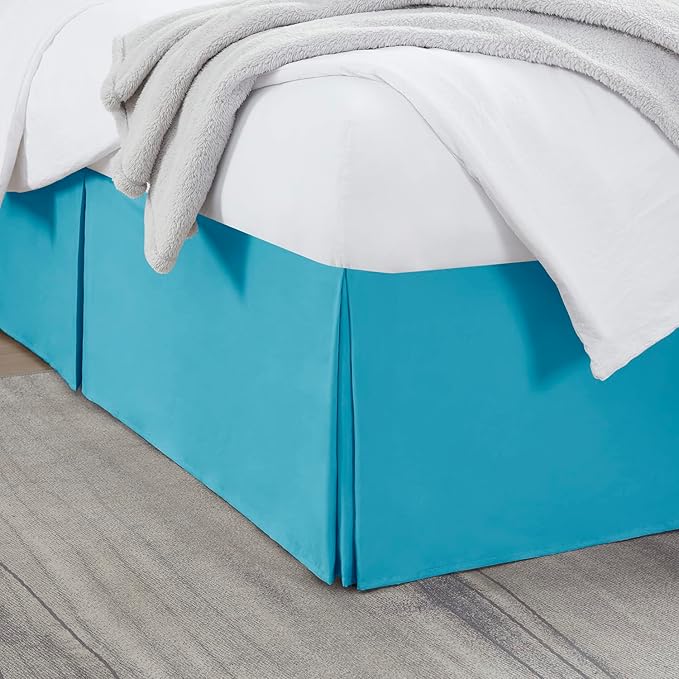 Nestl Beach Blue Full XL Bed Skirt - Full XL Size Bed Skirt 14 Inch Drop - Brushed Microfiber Bed Skirts - Hotel Quality Pleated Bed Skirt - Shrinkage & Fade Resistant