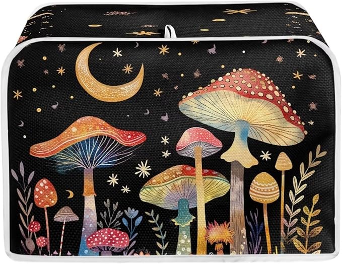 ZFRXIGN Mushroom Toaster Covers 2 Slice Toaster Dust Cover Moon Night Toaster Bag Kitchen Appliance Covers Toaster Oven Dustproof Cover Machine Washable Toaster Cover Galaxy Black