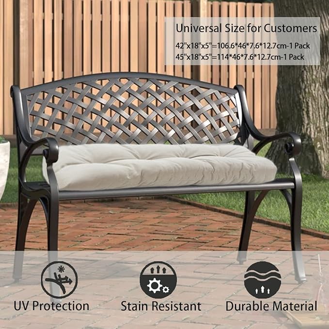 FUNHOME Outdoor Bench Cushion 42 x18 inch with Non-Slip Grips,Water Resistant Porch Swing Cushion,Bench Pillow Pads,Tufted Cushions for Patio Garden Furniture,42" Seat Cushions(Light Brown)