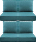 Luxury 6" Outdoor Cushions for Patio Furniture, 24x24x6" Thick Seat Cushion Set of 4, Fade Resistant Couch Chair Replacement Cushions High Density Deep Wicker Chair Cushion w/ Removable Cover, Green