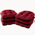 Chair Cushions for Dining Chairs Set of 6, Red Kitchen Chair Cushions, Chair Pads with Ties and Non Slip Backing, Christmas Room Decor, Tufted Memory Foam Seat Cushion 6 Pack, 15.5"x15.5"x4"