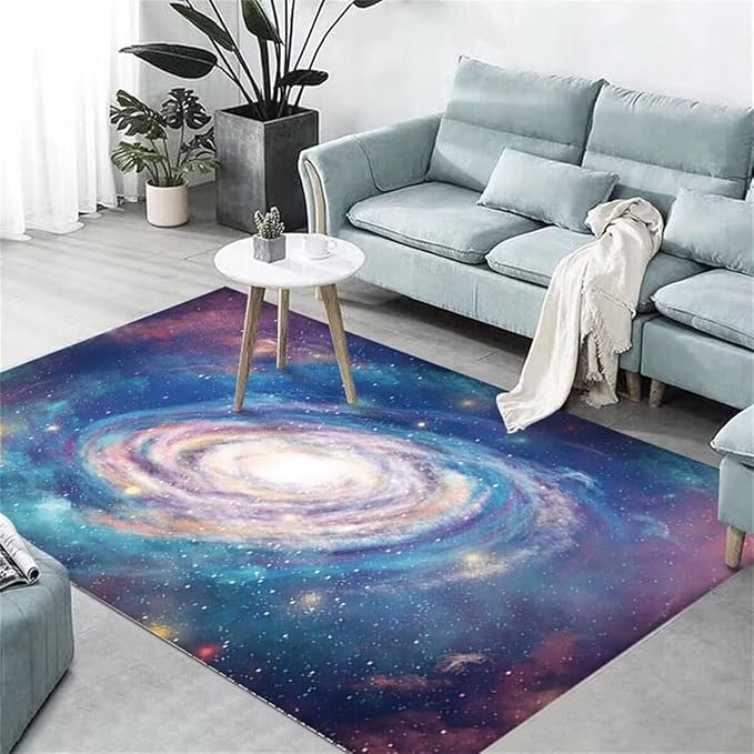 3D Blue Purple Galaxy Rugs for Bedroom Living Room 4x6 ft Soft Kitchen Floor Mats Non Slip Play Room Carpet