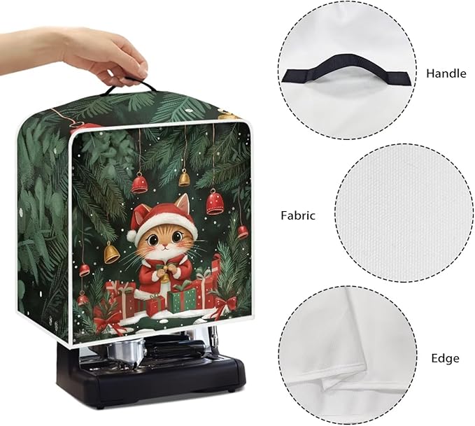 Coffee Maker Cover Christmas Cat Coffee Up Covers Dustproof Protector for Mixer Foldable Appliance Cover