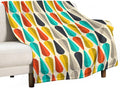 Mid Century Throw Blanket, Modern Drop Shape Retro Colors Boho Orange Teal Black Geometric Pattern Throws Blankets for aby Toddler Dog Cat 40"x50"