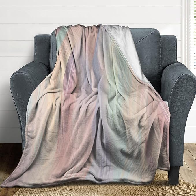 Fashion Gradient Blanket, Modern Abstract Art Colorful Pink Painting Strokes Pattern Soft Warm Cozy Plush Flannel Covers for Livingroom Bedroom Couch Chair Camping Travel Home Decor Tapestry 40x50in