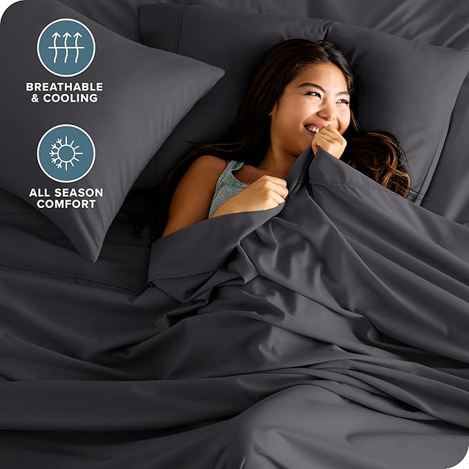 Bare Home Full Sheet Set - Luxury 1800 Ultra-Soft Microfiber Full Bed Sheets - Double Brushed - Deep Pockets - Easy Fit - 4 Piece Set - Bedding Sheets & Pillowcases (Full, Forged Iron Grey)