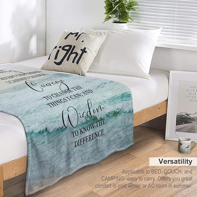 Serenity Prayer Blanket Christian Gifts for Women & Men Religious Throw Blanket Christian Blanket Bible Verse Blanket for Kids Adults Soft Warm Cozy Fleece Blanket for Couch Sofa Bed 50"x60"