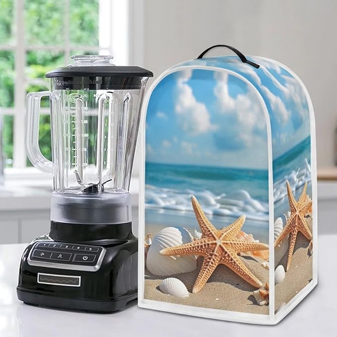 Blender Cover Dust Cover Kitchen Decor Coffee Maker Cover Dust Protection Electric Appliance Dustproof Cover Universal Fit, Beach Starfish Conch