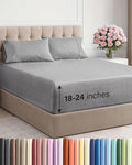 Extra Deep Pocket Cal King Sheets - 4 Piece Breathable & Cooling Bed Sheets - Hotel Luxury Bed Sheet Set - Soft, Wrinkle Free & Comfy - Easily Fits Extra Deep Mattresses - Heathered Grey Sheets Set