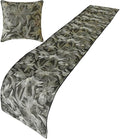 The HomeCentric King/Queen/Twin Grey Decorative Bed Runner CA King 86"x18" Bed Runner Without Pillow Cover, Embroidery, Floral, Pearl Bed Scarf on Jacquard Fabric - Liana