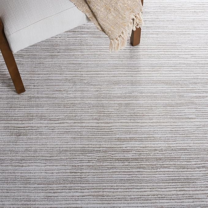 SAFAVIEH Vision Collection Round Rug - 10' Round, Ivory Grey, Modern Ombre Design, Non-Shedding & Easy to Clean, Ideal for Living Room, Bedroom, Dining Space (VSN606K)