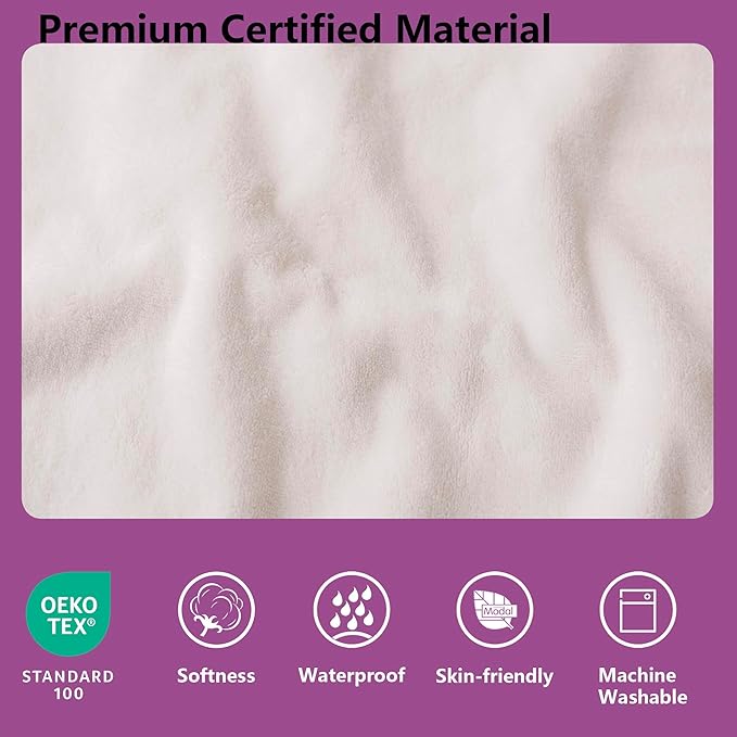 Waterproof Blanket for Couch, Leak Proof Dog Bed Blankets Reversible, Pet Throw Sofa Furniture Protector Machine Washable-68 x82,Purple+Cream
