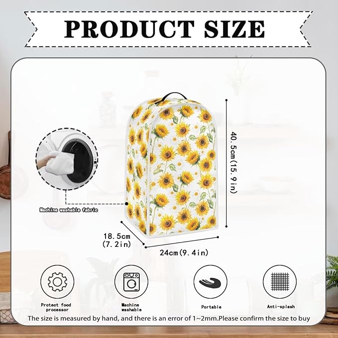 Sunflower Blender Covers for Kitchen Yellow Appliance Cover Washable Anti-Stain Oil-Proof Food Processor Dust Cover Foldable Kitchen Accessory Gift for Friends