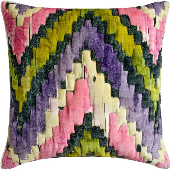 The HomeCentric King/Queen/Twin Pink & Purple Decorative Queen 74"x18" Bed Runner Without Pillow Cover, Chevron, Quilted Bed Scarf on Velvet Fabric - Artful Chevron