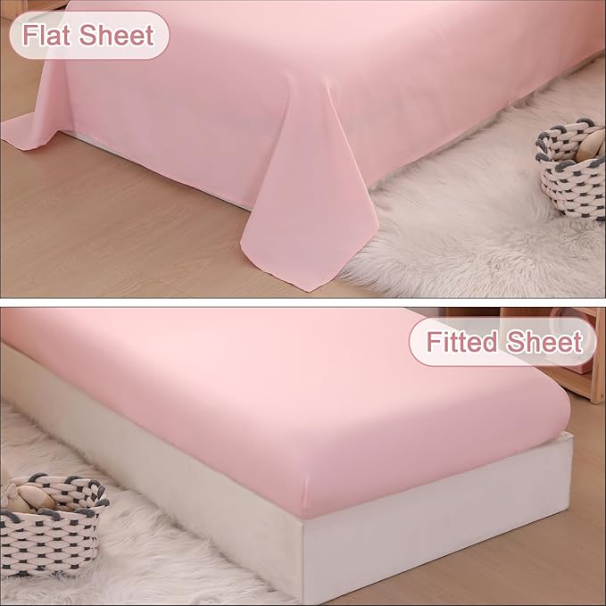 Wowelife Pink Toddler Bedding Set for Girls Toddler Bedding 4 Pieces Boho Tufted Comforter with Ruffles Design Toddler Girl Bed Set with Comforter, Fitted Sheet, Flat Sheet and Pillowcase