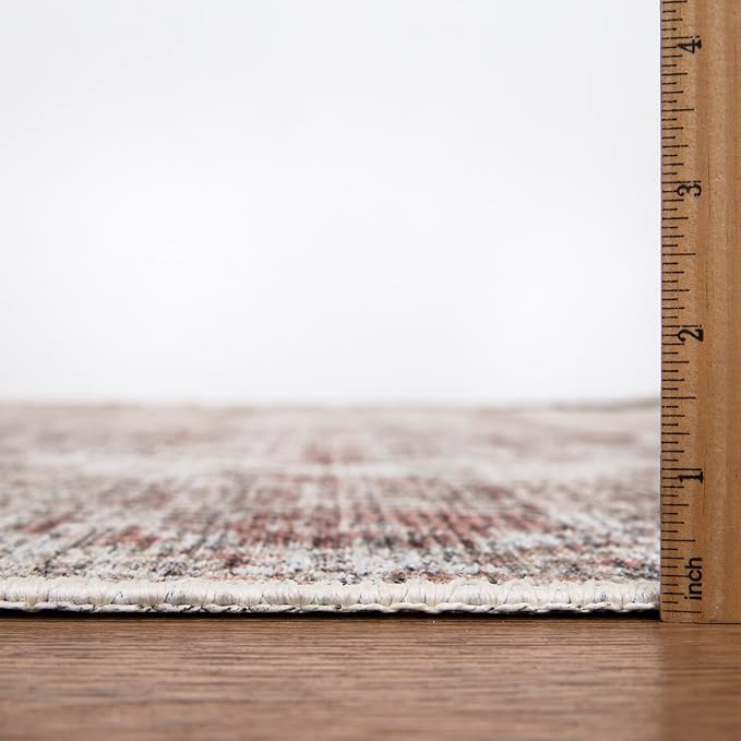 Bloom Rugs Washable Non-Slip 6' x 9' Rug - Ivory/Blush Traditional Area Rug for Living Room, Bedroom, Dining Room, and Kitchen - Exact Size: 6' x 9'