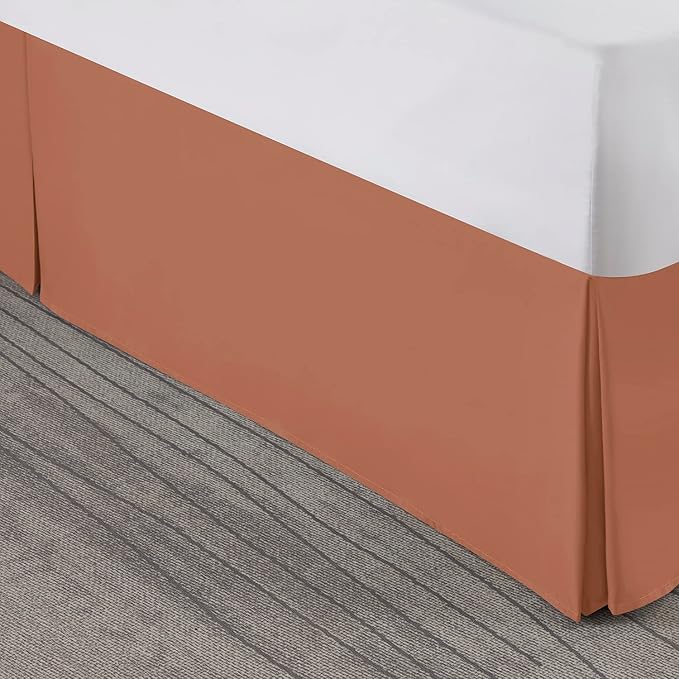 Nestl Rust Full Bed Skirt - Full Size Bed Skirt 14 Inch Drop - Brushed Microfiber Bed Skirts - Hotel Quality Pleated Bed Skirt - Shrinkage & Fade Resistant
