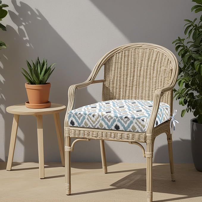 idee-home Outdoor Chair Cushions Set of 4, Thick 17" x 17" x 3" Outdoor Seat Cushions Patio Furniture Waterproof with Ties, Dining Pads